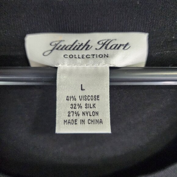 Womens Black Judith Hart Collection Top Shirt Short Sleeve Round Neck Size L - Picture 3 of 7